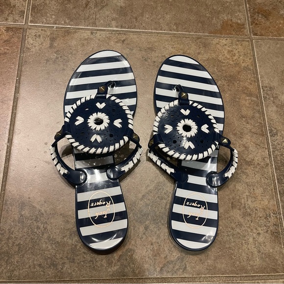 Jack Rogers navy & white stripe jelly sandals size 9, Georgica - Picture 2 of 4